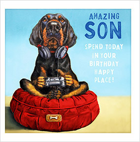 Gamer Son Square Birthday Card