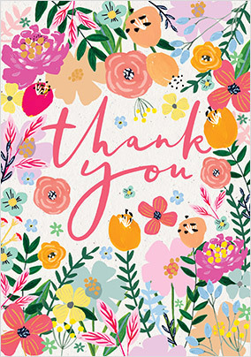 Gold and Floral Thank You card