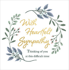 With Heartfelt Sympathy Floral Square Card