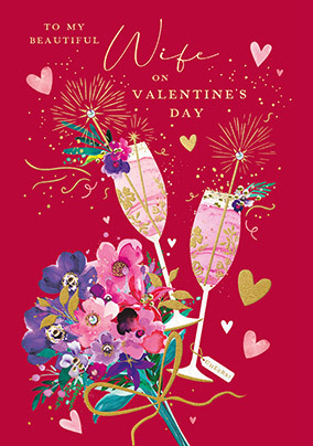 Champagne Flutes Valentine's Day Card for Wife