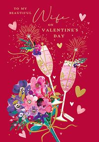 Tap to view Champagne Flutes Valentine's Day Card for Wife