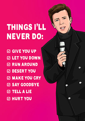 Things I'll Never Do Valentine's Day Card