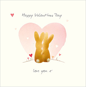 Watercolour Bunnies Valentine's Day Card