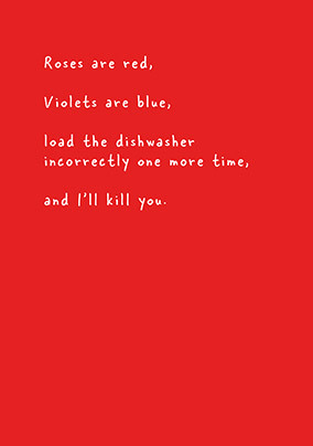 Loading The Dishwasher Incorrectly Valentine's Day Card