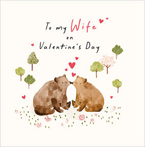 Kissing Bears Square Valentine's Day Card for Wife