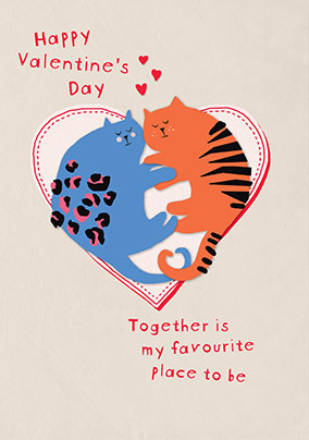 Cuddling Cats Valentine's Day Card