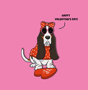 Basset Hound Square Valentine's Day Card