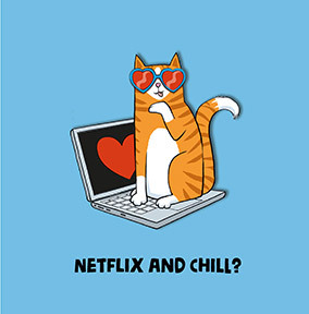 Cat Netflix And Chill Square Valentine's Day Card