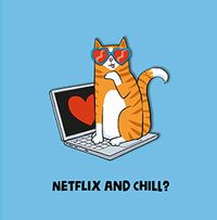 Tap to view Cat Netflix And Chill Square Valentine's Day Card