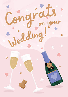 Champagne Pop Wedding Congratulations Card