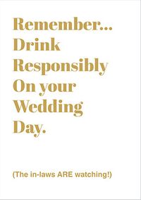 Tap to view Drink Responsibly Wedding Congratulations Card