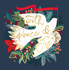 Peace and Joy Dove Square Christmas Card