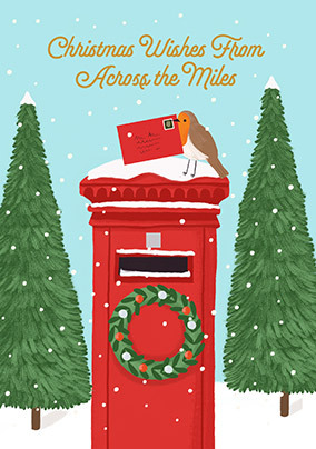 Red Postbox Across the Miles Christmas Card