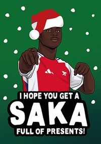 Tap to view Saka Full Of Presents Football Spoof Christmas Card