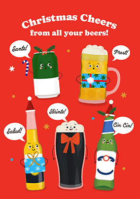 Christmas Beers Cheers Card