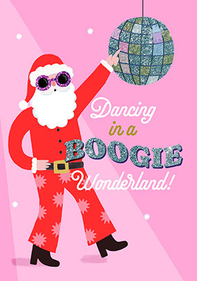 Boogie Wonderland Disco Santa Christmas Card