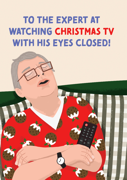 Watching TV with Eyes Closed Christmas Card