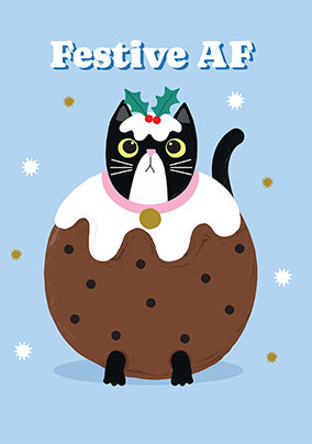 Festive Af Cat Christmas Card