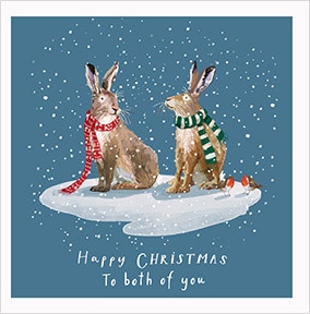 Winter Rabbits Happy Christmas to the Both of You Card