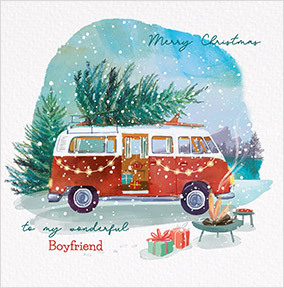 Wonderful Boyfriend at Christmas Campervan Card