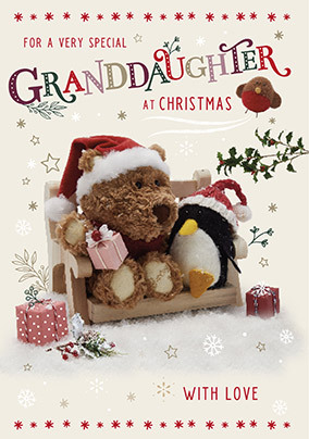 Barley Bear Special Granddaughter Christmas Card