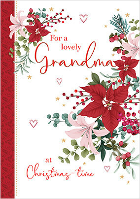 Lovely Grandma Floral Christmas Card