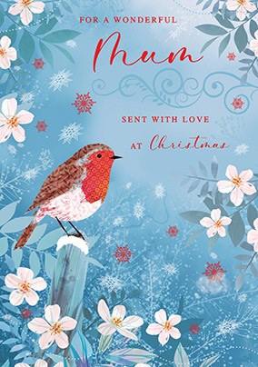 Wonderful Mum at Christmastime Robin Card