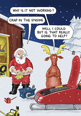 Santa & Co Engine Christmas Card