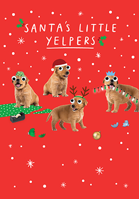 Santa's Little Yelpers Puppies Christmas Card