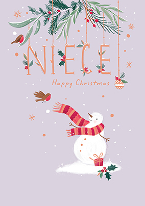 Niece Snowman Christmas Card