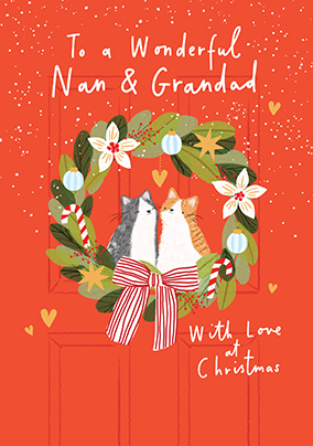 Wonderful Nan and Grandad Christmas Cats Card