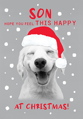 Happy Dog Christmas Card for Son