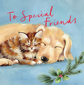 To Special Friends Cat and Dog Christmas Card