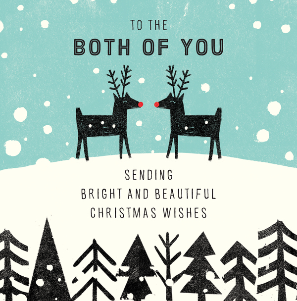 Both Of You Reindeers Square Christmas Card