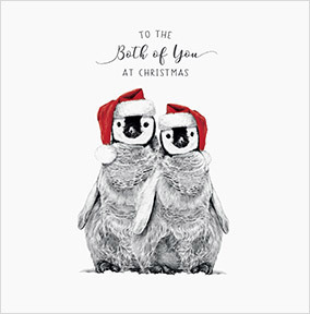 Both Of You Penguins Square Christmas Cards