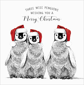 Three Wise Penguins Square Christmas Card