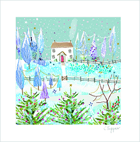 Illustrated House Square Christmas Card