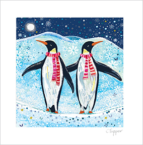 Penguin Couple Square Christmas Card