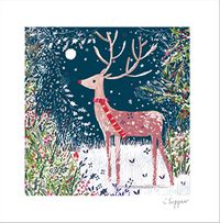 Tap to view Painted Reindeer Square Christmas Card