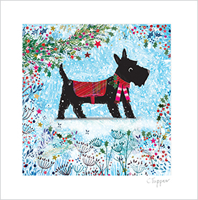 Scottie Dog Square Christmas Card