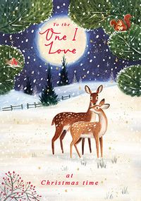 Tap to view One I Love At Christmastime Deer In The Snow Card