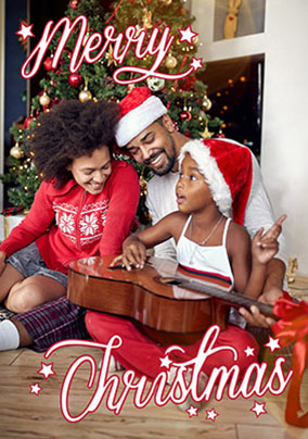 Merry Christmas Text Family Full Photo Card