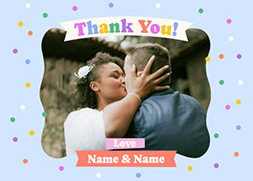 Colourful Thank You Wedding Landscape Postcard