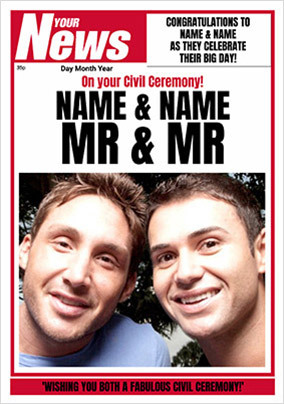 Your News - Civil Ceremony Male Wedding Card