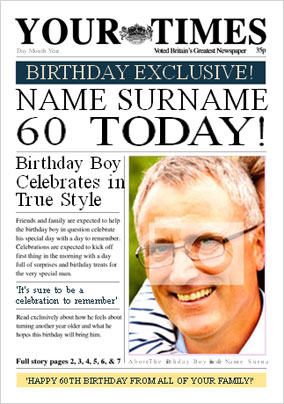 Spoof Newspaper - Your Times His 60th