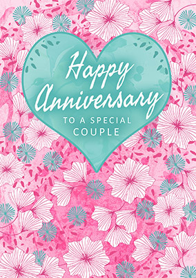 Pink Flowers Special Couple Anniversary Card