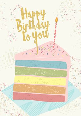 Happy Birthday to You Rainbow Cake Card | Funky Pigeon