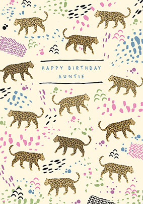 Auntie Leopard Birthday Card