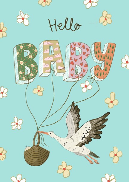 Hello Baby Stork Card