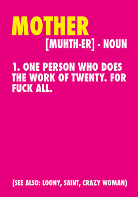 Mother Noun Mother's Day Card